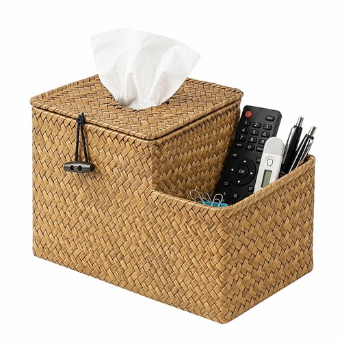 Woven square tissue basket - square,