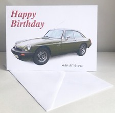 MGB GT V8 1975 - 5x7in Birthday, Anniversary, Retirement or Plain Greeting Card