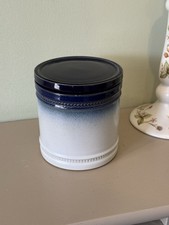 Persons Of Chesterfield Small Blue Stoneware Lidded Storage / Preserve Pot / Jar
