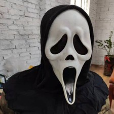 Scream Ghost Face Mask W/ Hood Halloween Latex Horror Fancy Dress Scream Killer