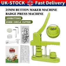25mm Button Maker Machine Badge Press Machine+100 Buttons+25mm Circle Cutter UK