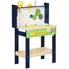 HOMCOM Tool Bench for Kids, Wooden Workbench w/ 27 Pieces 55 x 30 x 78 cm