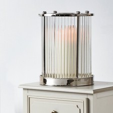 Silver Ribbed Hurricane Vase