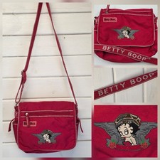 Vintage Y2K Betty Boop Red 2006 Embroidered Sholder Cross Satchel Messenger Bag