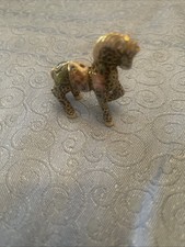 Vintage White Gold Blue Cloisonné Carousel Miniature Horse Figurine 2"