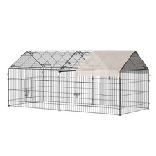 PawHut Rabbit Run Guinea Pig Cage with Cover, Beige