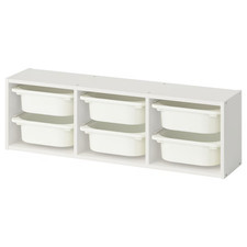 New IKEA TROFAST Wall Storage Unit Light White /White, 93x21x30cm With Boxes