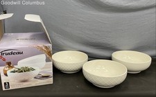 TRUDEAU Set Of 3 White Embossed Porcelain Serving Bowls 10”x4”