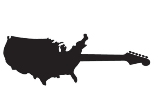 Usa map guitar vinyl decal - map,