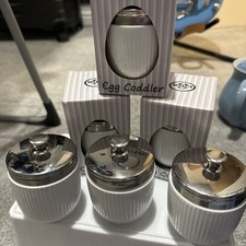 Ceramic Egg Coddler with Screw Top Made In England with Stainless Steel Lid. GC