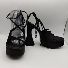 Zara Womens High Heels Size Uk7 Eu 40 Black Heels Shoes Strappy S6321