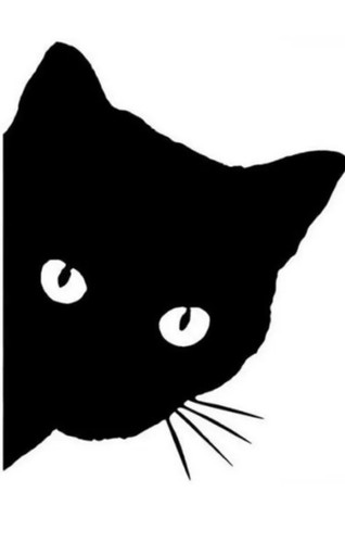 Sticker black cat head - 5”,