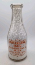 Quart Matanuska Maid Dairy Milk Bottle Orange Pyro Anchorage Alaska