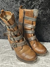 Mustang Brown Mid Block Heel