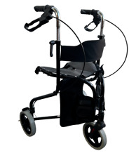 Lightweight Folding Tri Walker Three Wheel Rollator with Seat, Backrest and Bag