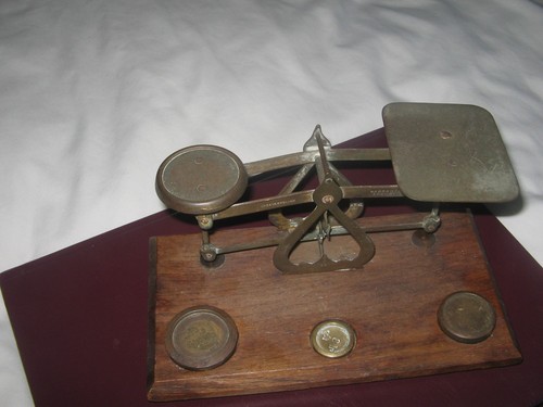 Vintage brass and wood letter - wood,
