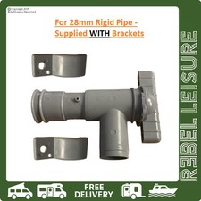 28mm Drainage / Drain Tap (With Brackets) Grey Waste Water Motorhome/Caravan