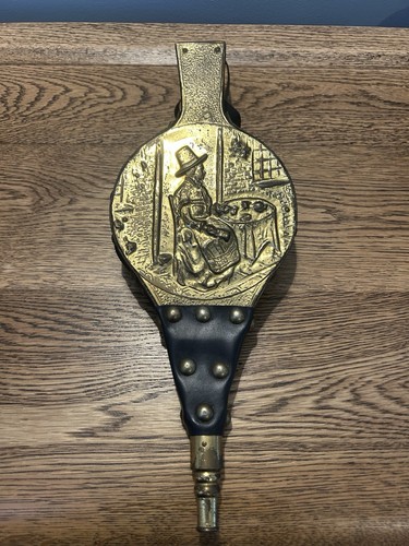 Vintage brass bellow leather - vintage,