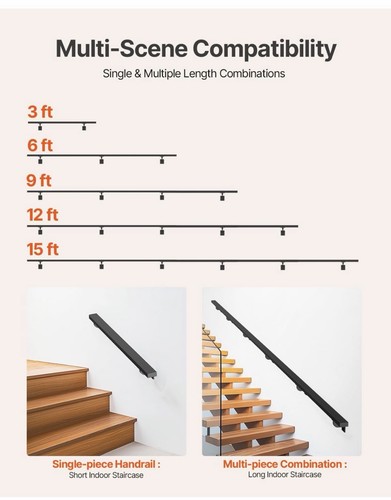 Matt black stair handrail wall - matt,