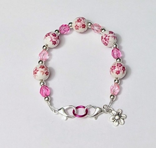 White with pink flowers - white,