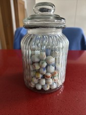 VINTAGE GLASS JAR OF MARBLES