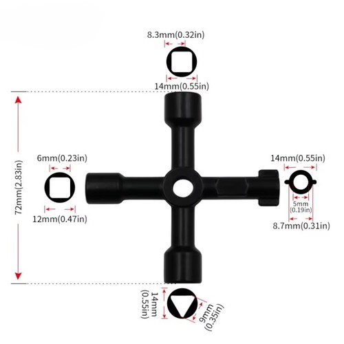 Meter box key gas - 4, in