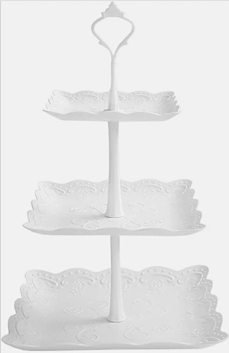 Tier white square plastic - square,