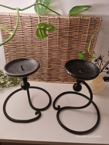 Pair vintage black wrought - pair, of
