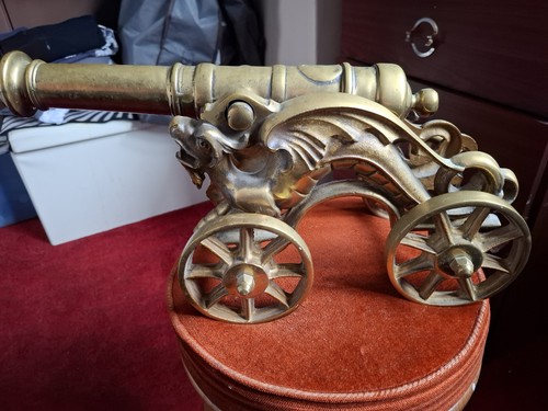 Brass cannon ornament - brass,
