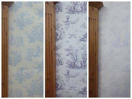 Blue toile jouy wallpaper - wallpaper,