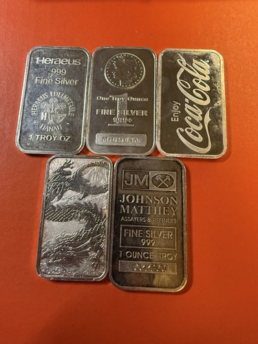 5oz fine silver 999 5x1oz - of,