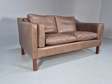 Vintage 2 Seater Sofa Light Brown Leather Retro Danish 1970s EB8606 M2SS