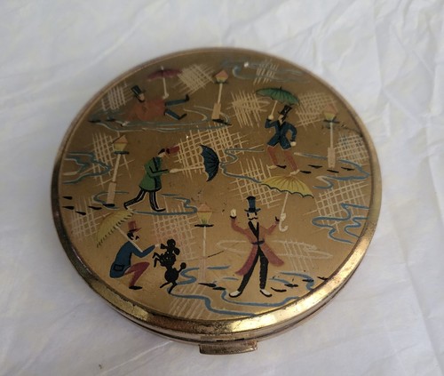 Vintage brass compact mirror - compact,