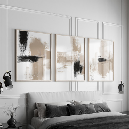Abstract black beige living - black,