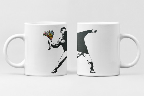 Banksy flower thrower - mug, |