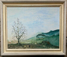 Oil Painting Farm With Geese Schwarzwald° Unreadable Signed Frame 1987