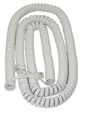 EXTRA LONG WHITE Coiled Curly Telephone Handset Cord (25 Foot / 7.6m) RJ10 4P4C