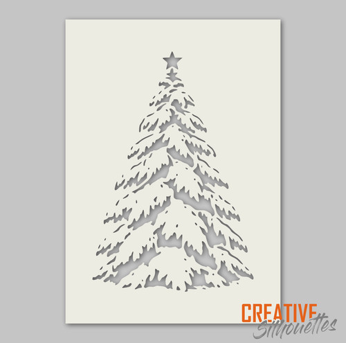 Snowy christmas tree - tree, stencil
