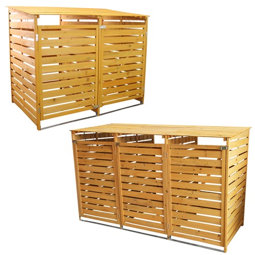 Outdoor wooden wheelie bin - wooden,