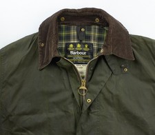 Barbour Border Wax Jacket Mens Size 42 Full Zip Classic Green Waxed Cotton A200
