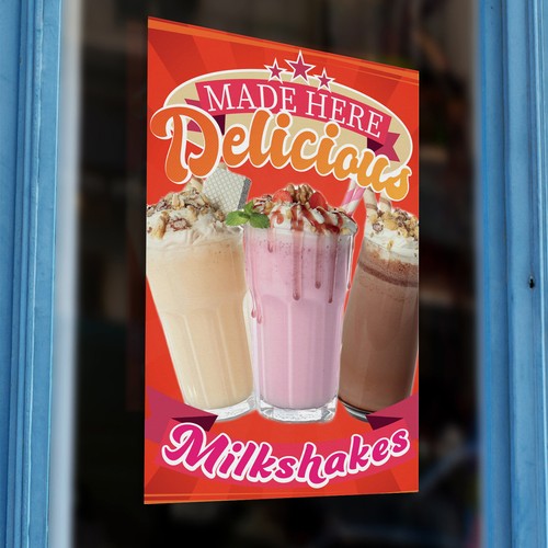 Milkshakes sold here - milkshakes, printed