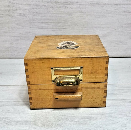 Vintage wooden card index - index, box