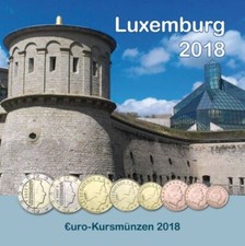 2018 Luxemburg Euro Coin Set. 3.88 Euro. 8 Coins. Uncirculated. (In Folder)