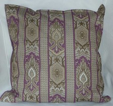 Cushion Cover Purple retro striped print 100% cotton zipped Reversible 18" & 16"