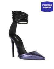 RRP€357 JUST CAVALLI Leather D'Orsay Shoes US9 UK6 EU39 Metallic Snakeskin Print