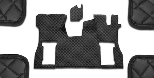 Black eco leather floor mats - black,