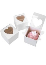 Cupcake Boxes Individual Single Fairy Cupcake Heart Window Wedding Valentine