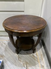 Coffee Table Round 2 Tier Walnut Veneer Art Deco 