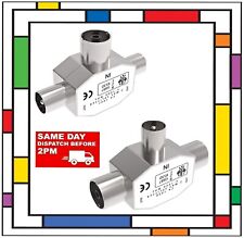 2 Way COAX Coaxial TV Aerial T