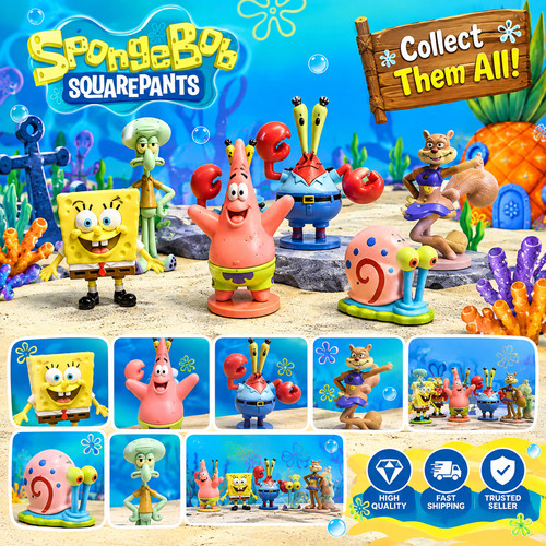 8pcs set sponge bob - 6/8pcs,
